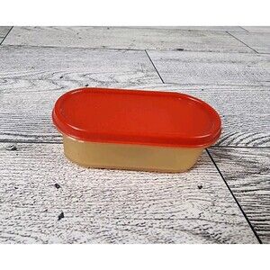 Vintage 90s Miniature Tupperware Fridge Magnet Container Red Lid 2.5" DART